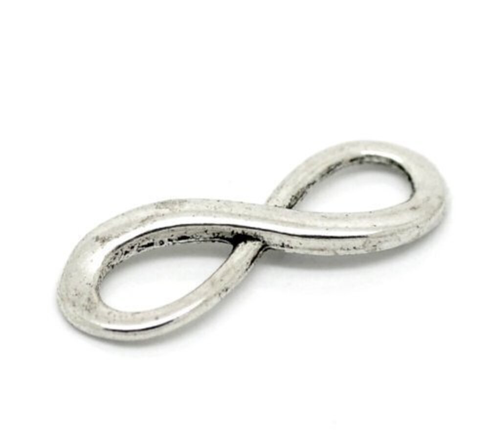 6545 100pcs Silver Tone Infinity Symbol Metal Sideways Bracelet Connector